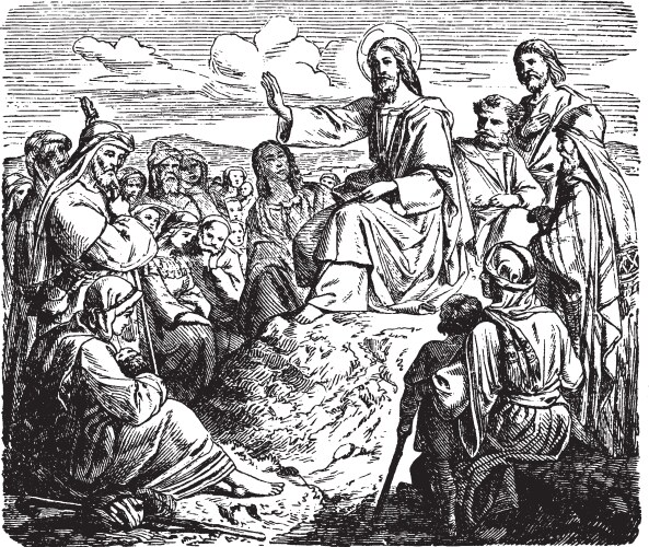 Jesus Delivers Sermon on the Mount Vector Image