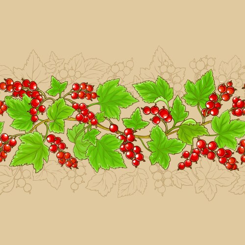 Red currant branches pattern on color background vector image