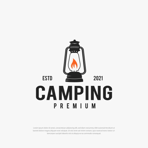 Camping logo with vintage forest vector image