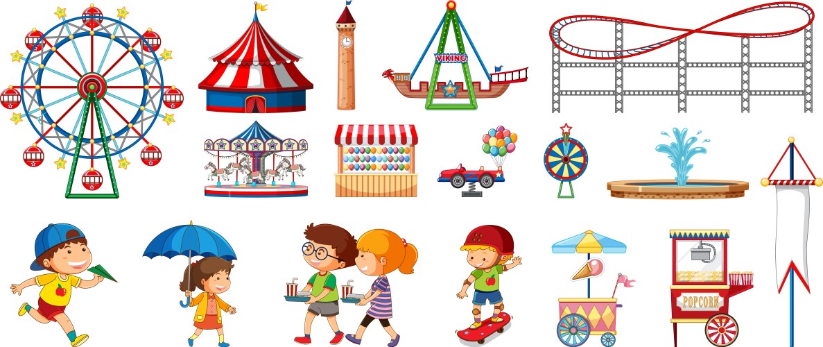 Isolated objects from circus theme with rides Vector Image