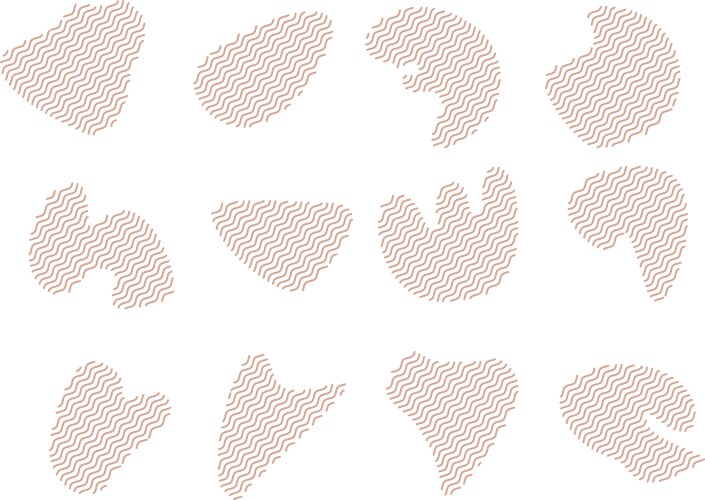 Blobs fluid shapes with zig zag lins set vector image