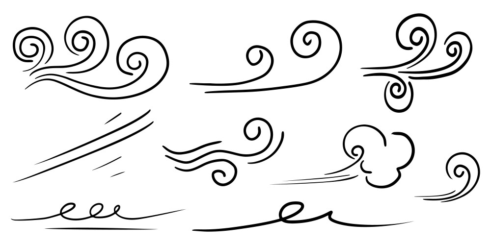 doodle of wind gust isolated on a white vector image