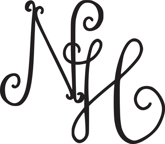 Handwritten monogram nh icon Vector Image