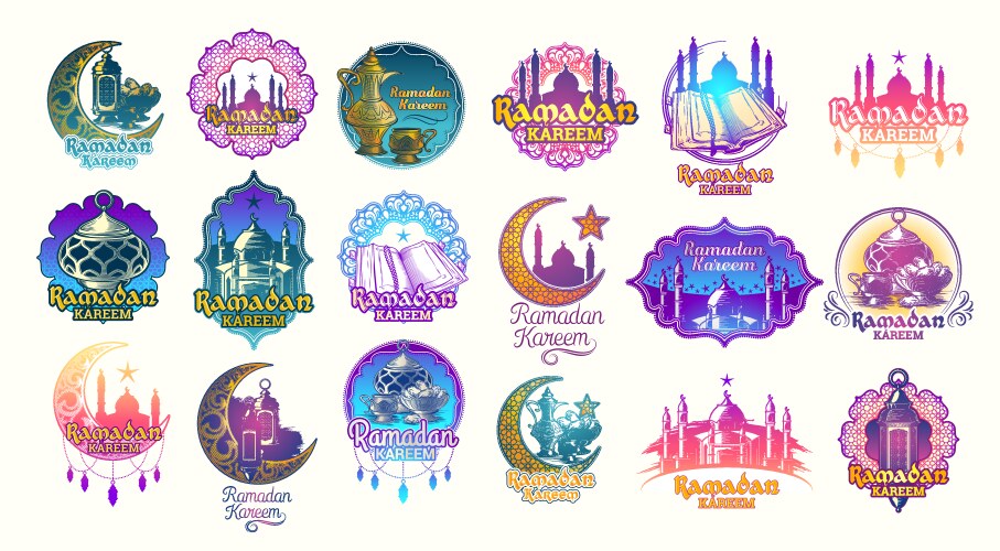 Muslims Sign Color Sticker set of islamic religious symbols Vector Image