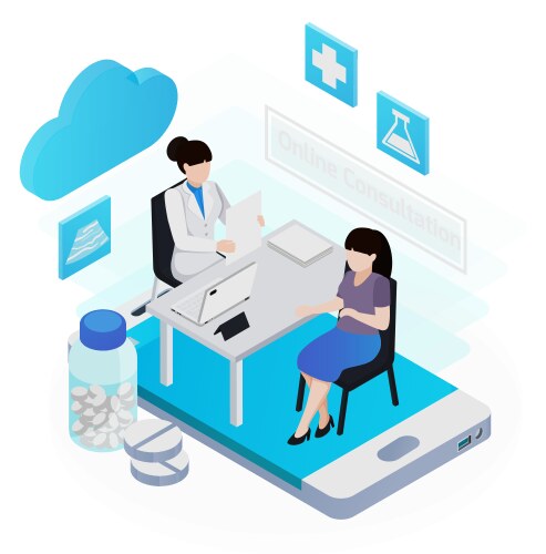 Telemedicine isometric concept vector image