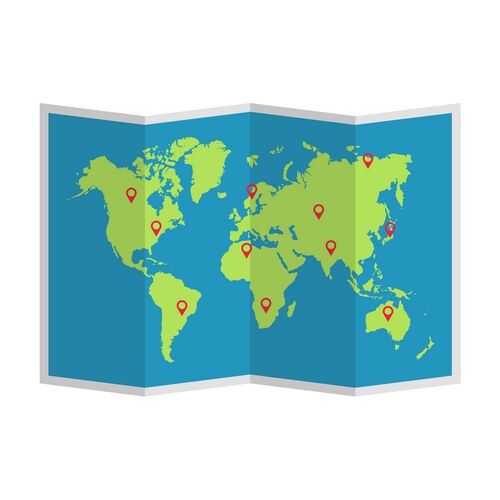 Hands holding paper world map – Royalty-Free Vector | VectorStock