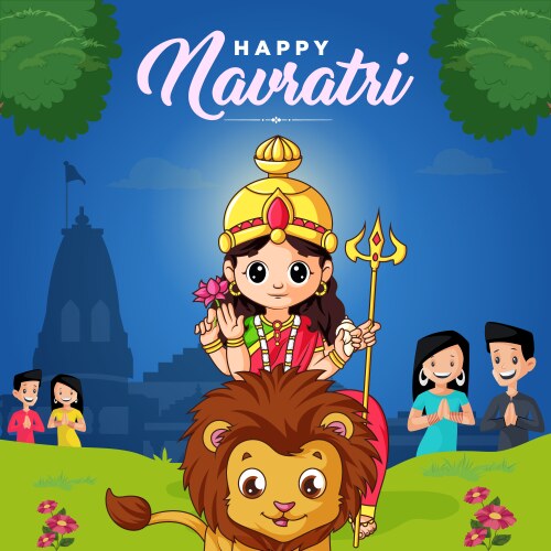Happy Navratri Celebration Banner Vector Image