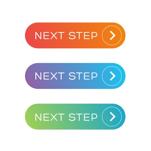 next step colorful button set vector image