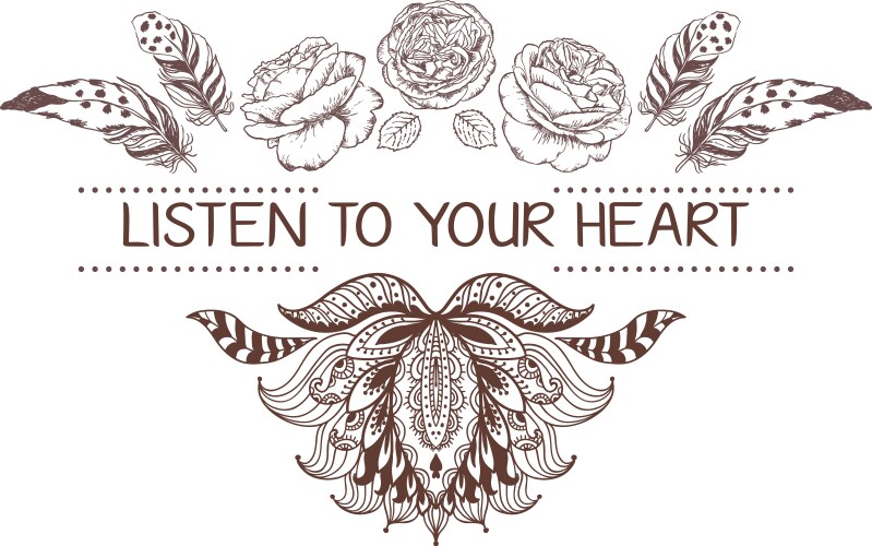 hand drawn boho style design with lotus rose vector image