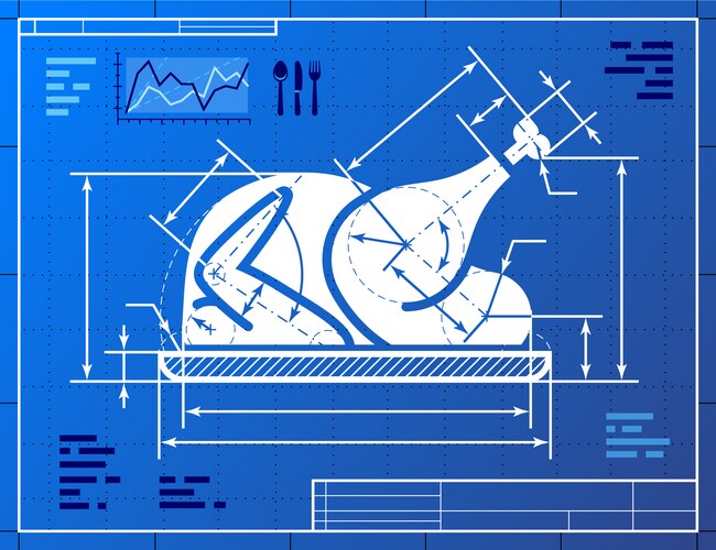 Blueprint Turkey - Roast Bird Vector Image