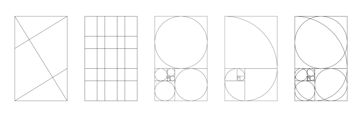Golden ratio frames fibonacci array numbers vector image
