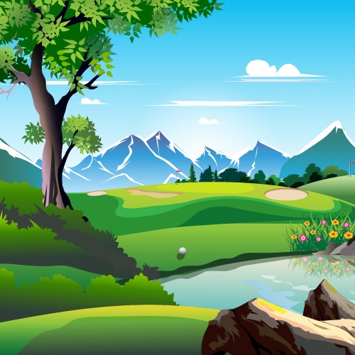 Golf course view (50574988) – Royalty-Free Vector | VectorStock