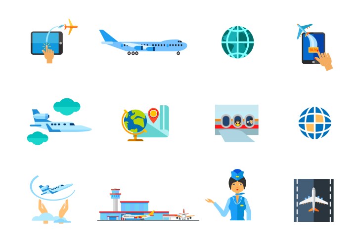 Airplane passengers composition Royalty Free Vector Image