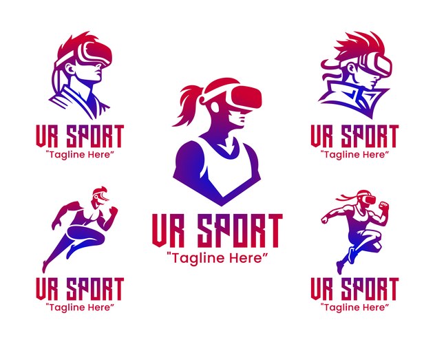 VR Sport Logo Set - Digital Athletics Vector Image