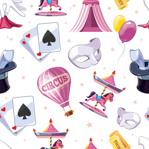 Seamless pattern with circus entertainment Vector Image
