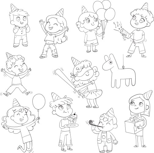Children having fun at birthday party Vector Image