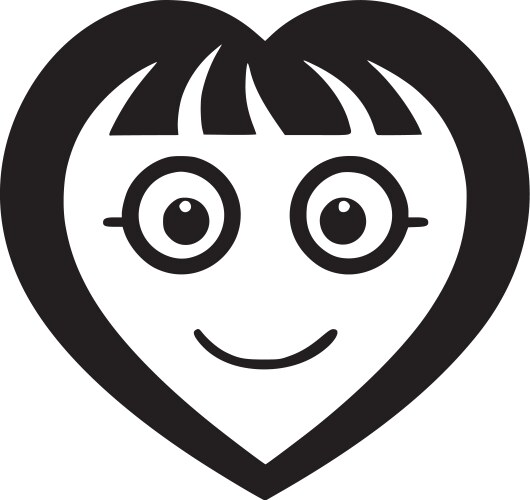 Heart - black and white vector image