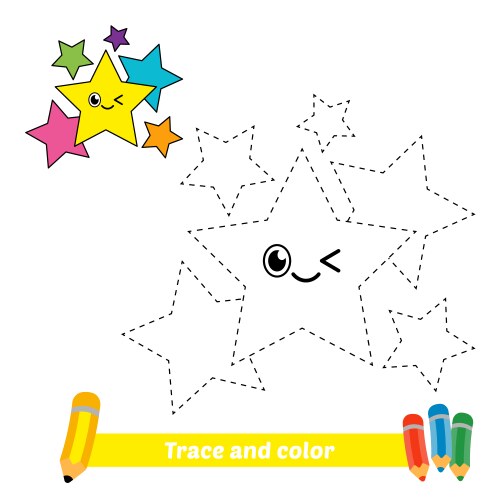 Handwriting practice for kids with star sun Vector Image