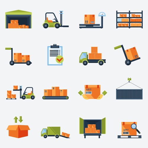 New logistics flat icons set Royalty Free Vector Image