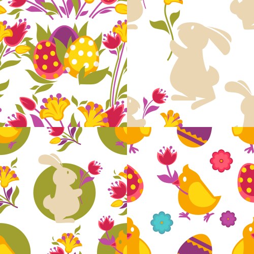 Seamless pattern with easter bunnies and eggs Vector Image