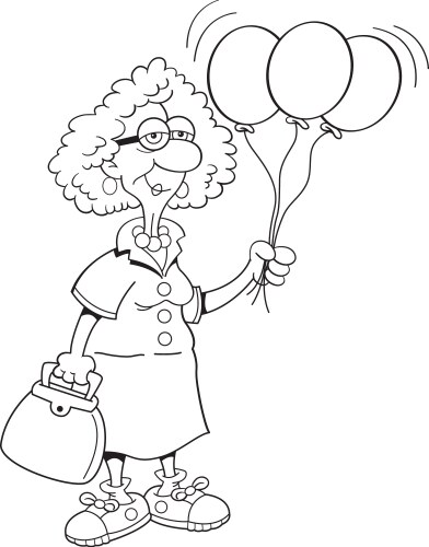 Senior Woman with Balloons Vector Image