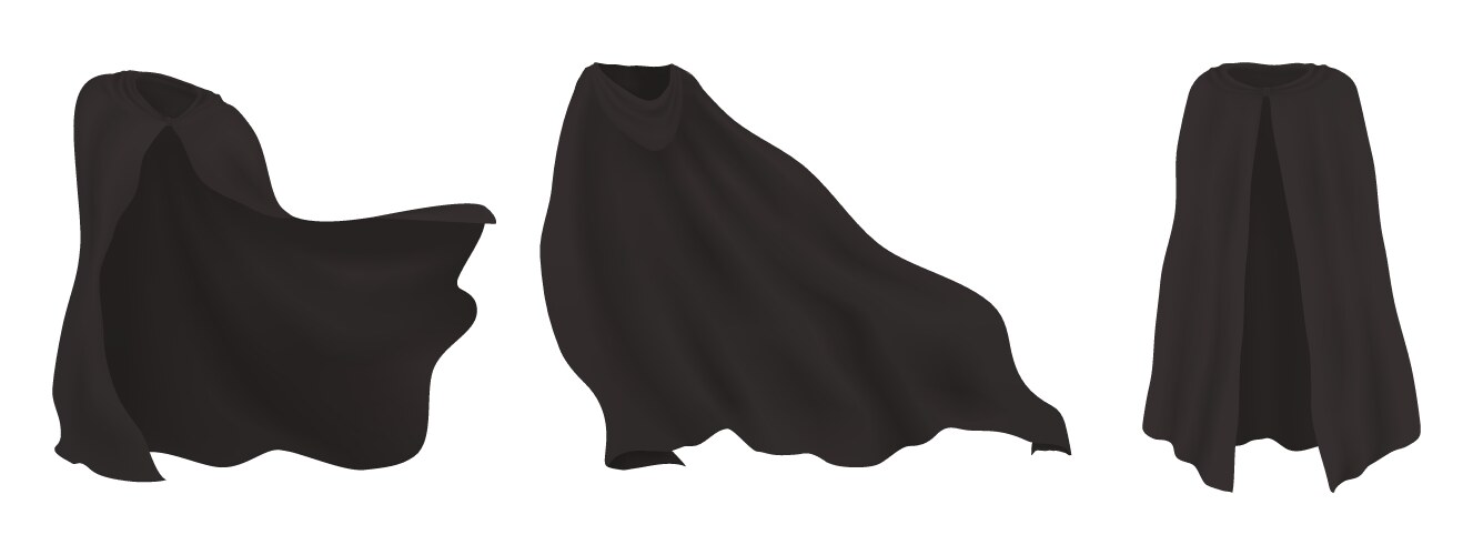 Black realistic cape 3d superhero and vampire vector image