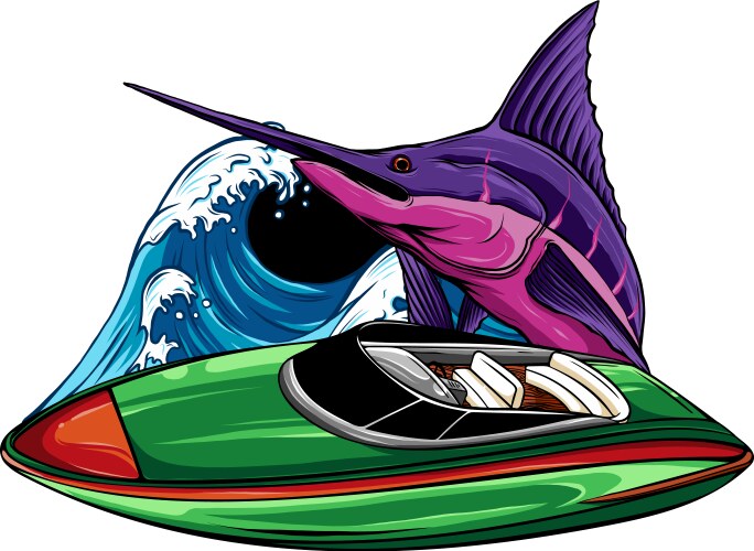 Speedboat flat isolated Royalty Free Vector Image