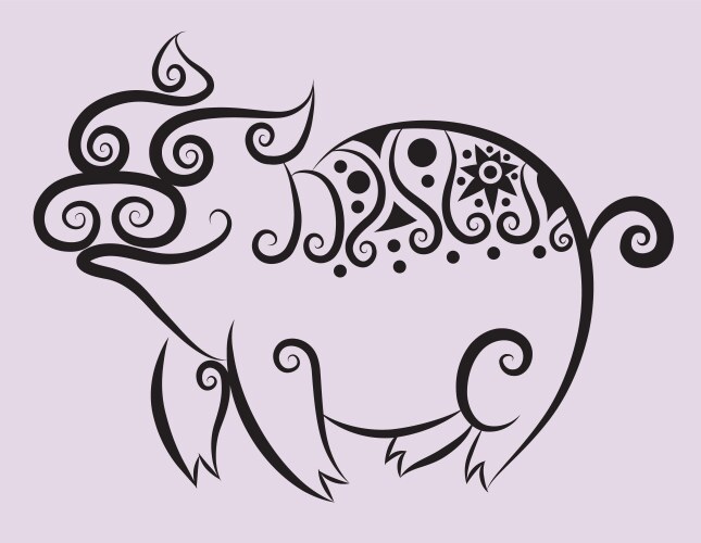 Stylized Pig Ornament Vector Image