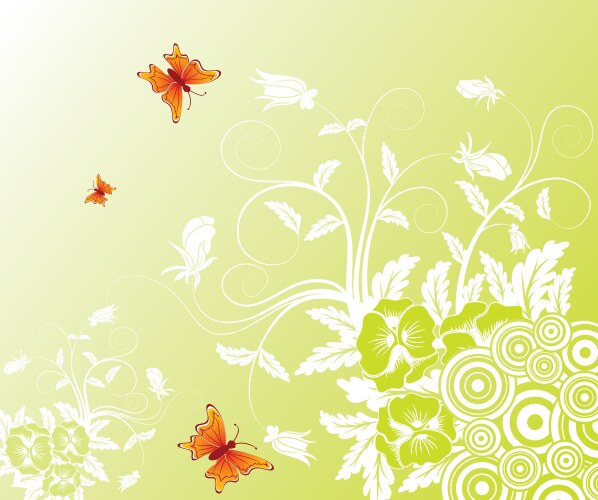 Nature scene background with butterflies flying Vector Image