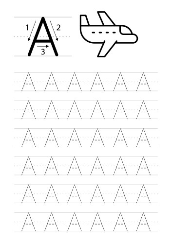 Printable letter a alphabet tracing worksheet vector image