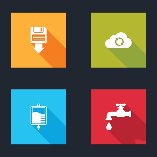 Set floppy disk backup cloud sync refresh iv bag vector image