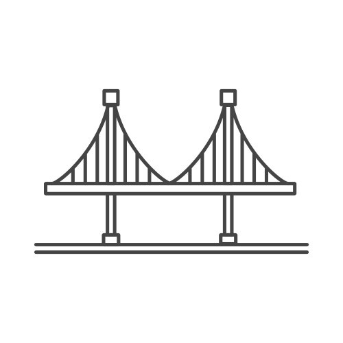 Suspension bridge line icon iron city vector image