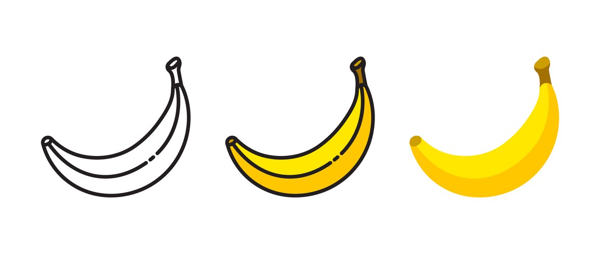 Colorful Banana Flat Icons Vector Image