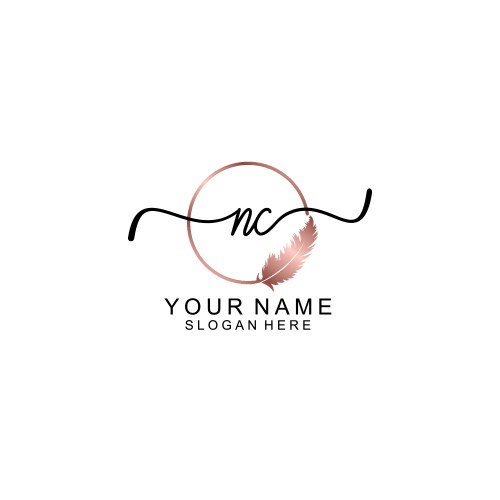 Elegant nc initial logo with floral handwritten Vector Image