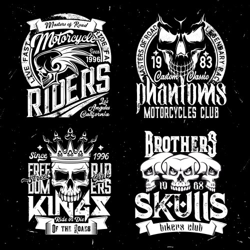 Motorcycle Skull T-Shirt Print Vector Image