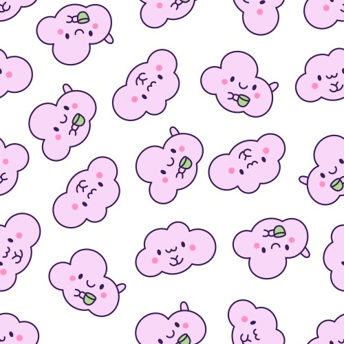 Cute and kawaii cloud seamless pattern Royalty Free Vector