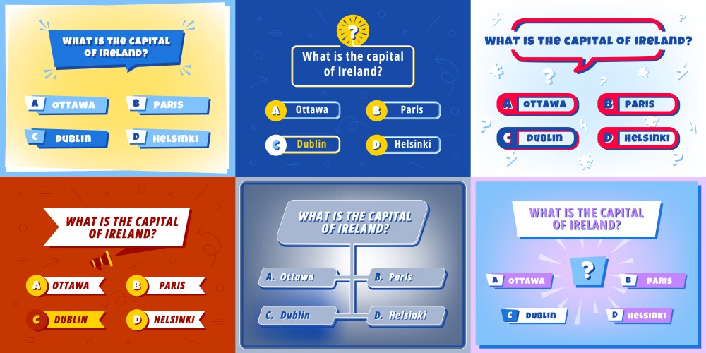 Quiz Question UI Template - Multiple Choice vector image