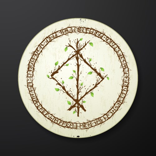 tree branch bind rune circle frame vector