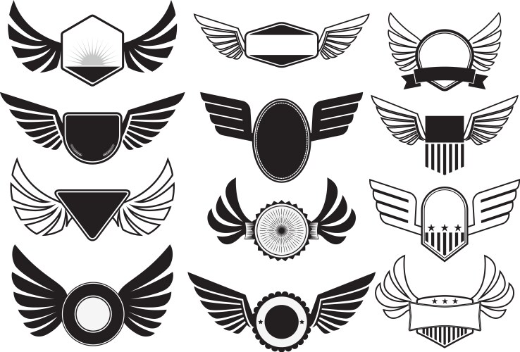Set of wings Royalty Free Vector Image - VectorStock