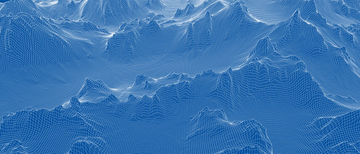 Abstract 3d wire-frame landscape blueprint style vector image