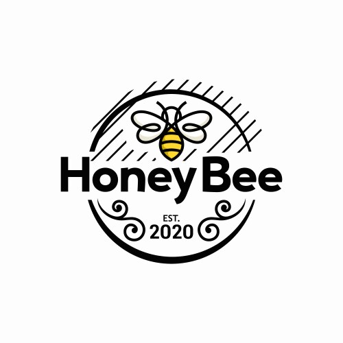 Vintage honey bee logo template Vector Image