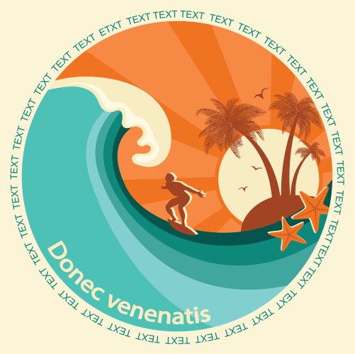 Surfer big wave retro poster Royalty Free Vector Image