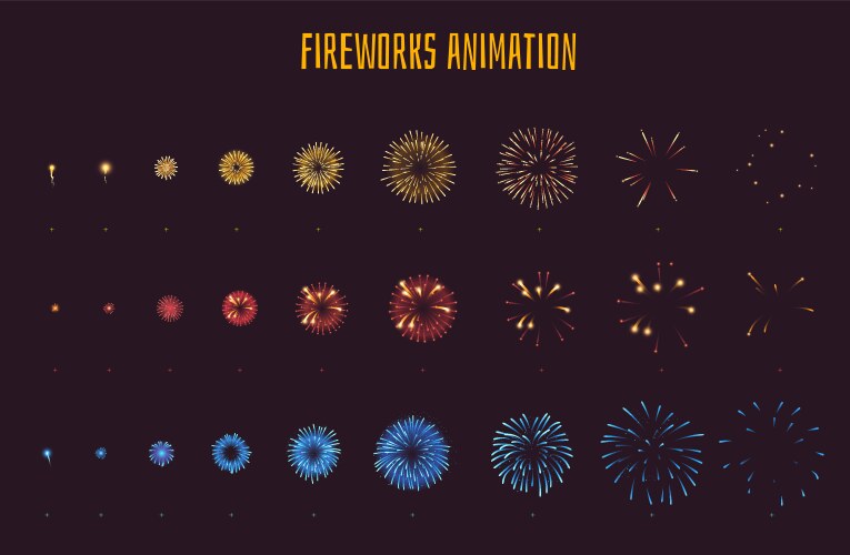 Fireworks explode effect burst sprites vector image