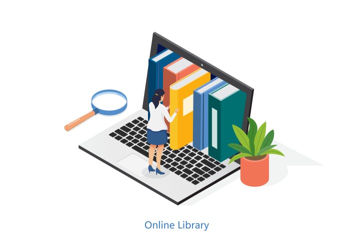 Isometric education online study concept vector image