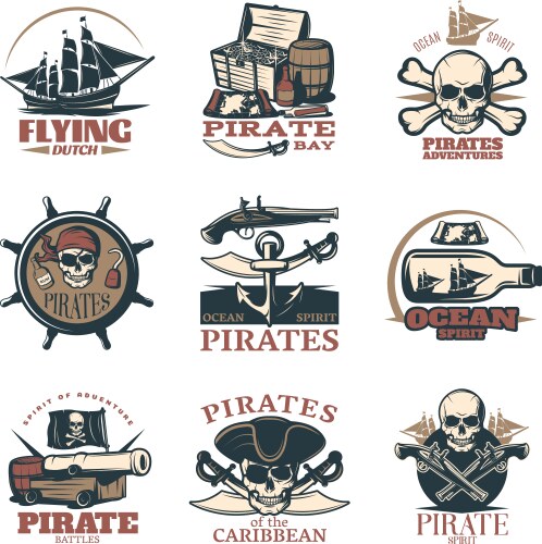 Pirate Emblem Set Vector Image