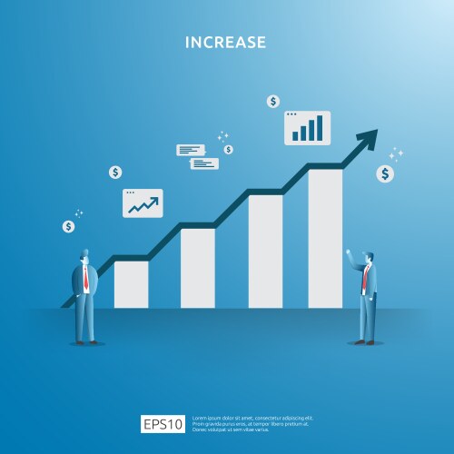 Income salary rate increase concept with people vector image