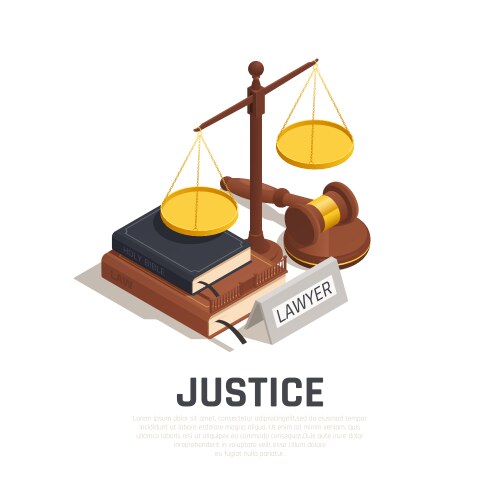 law justice isometric composition vector image vector image