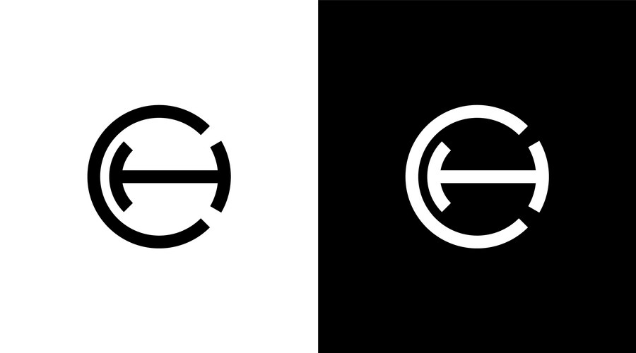 Business logo monogram ch letter initial black Vector Image