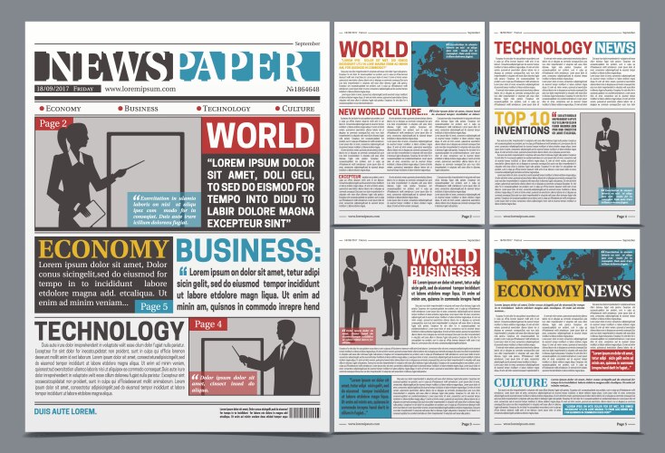 Newspaper layout news column articles newsprint Vector Image