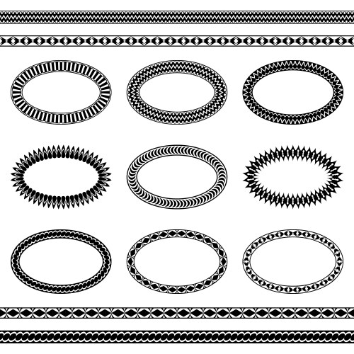Greek key oval frame set ellipse ancient designs Vector Image